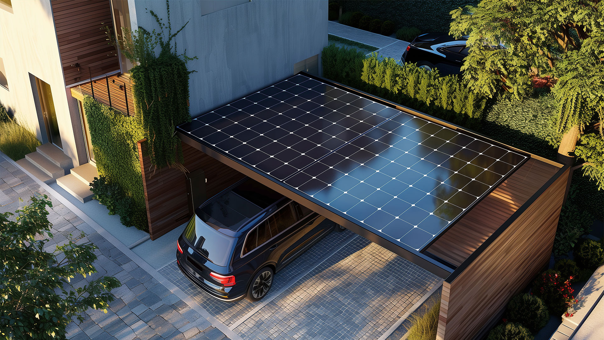 カーポートに太陽光パネルを再利用